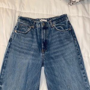Zara High Rise Wide-leg Straight Jeans